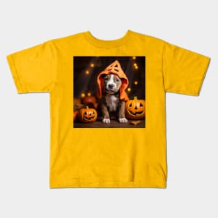 Cute Halloween Pitbull Puppy Kids T-Shirt